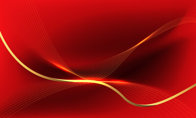 Abstract red gold light luxury wave curve with blank space for text place design modern creative background vector