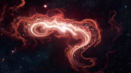 Wall Mural - space landscape featuring a red nebula , surrounded by sparkling stars