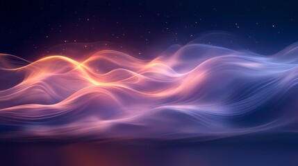 Wall Mural - Abstract waves of light in a serene night landscape