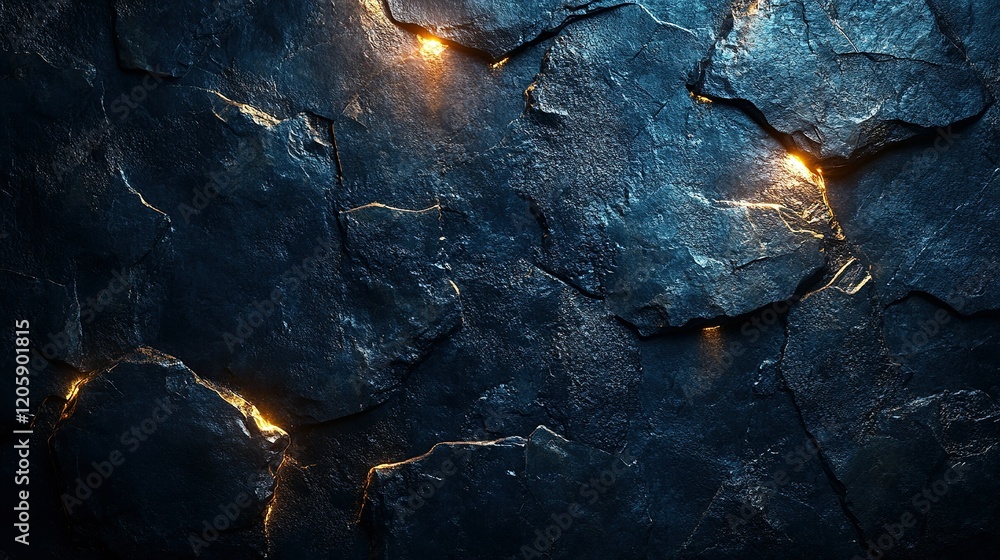 Glowing cracks in dark stone cave wall background/texture Stock Photo ...
