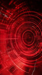Leinwandbilder - Digital cyberspace glowing with red concentric circles, visualizing data transfer and advanced technological connections