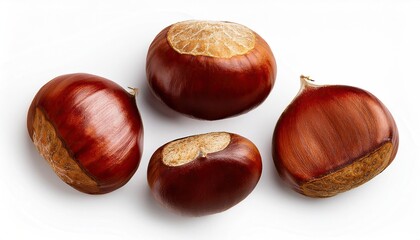 Wall Mural - Chestnuts on a white background