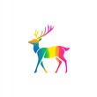 © lestari - Rainbow deer walking, nature, white background, logo design