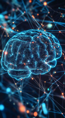 Leinwandbilder - Luminous neural network glowing with electric blue, representing interconnected AI technology and advanced computational processing