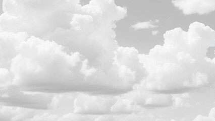 Wall Mural - Sky with white clouds background. White Clouds from above. Top view from an airplane over white clouds. High in the Heavens.	