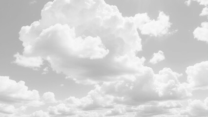 Wall Mural - Abstract cloud formations on white background Sky with white clouds background. Fluffy white clouds in sky, soft texture, bright light,