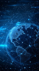 Aufkleber - Connecting continents through a vibrant network, illustrating a global web of communication and technology across planet Earth