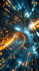 Aufkleber - Wormhole made of digital circuits and data traveling through space and time at warp speed