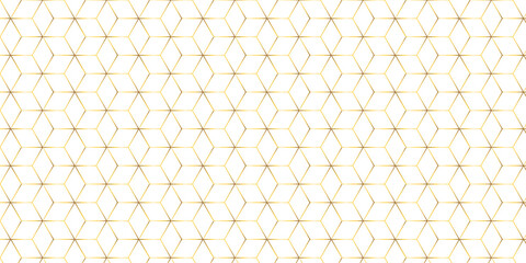 Seamless pattern with hexagon square cube geometric pattern shapes grid metal element texture design. gold cube gradient science web tech connection triangle diamond honeycomb hexagon.