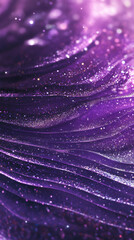 Poster - Vibrant purple waves sparkling with glittery bokeh, radiating luxurious festive elegance and dynamic visual energy