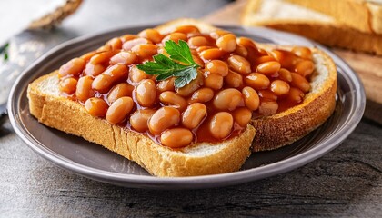 Wall Mural - beans on toast vegetarian food, AI generated