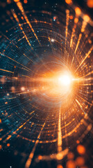 Leinwandbilder - Digital data stream racing through luminous cyber tunnel, generating vibrant light burst representing technological connectivity and information flow