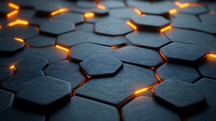 Illuminated Hexagonal Pattern Dark Grey Surface