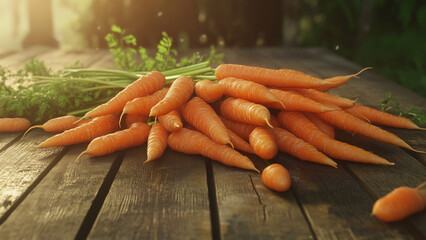 Sticker - Fresh organic carrots on table