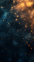 Leinwandbilder - Plexus effect creating a network of glowing dots resembling a cosmic structure with stars and nebulae