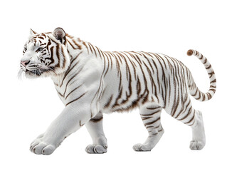 Aufkleber - Side view of a white tiger isolated on transparent background