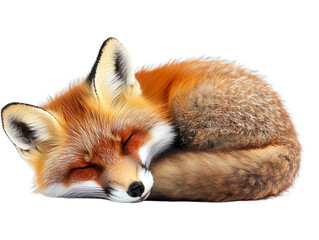 Fototapete - Sleeping cute red fox isolated on transparent background