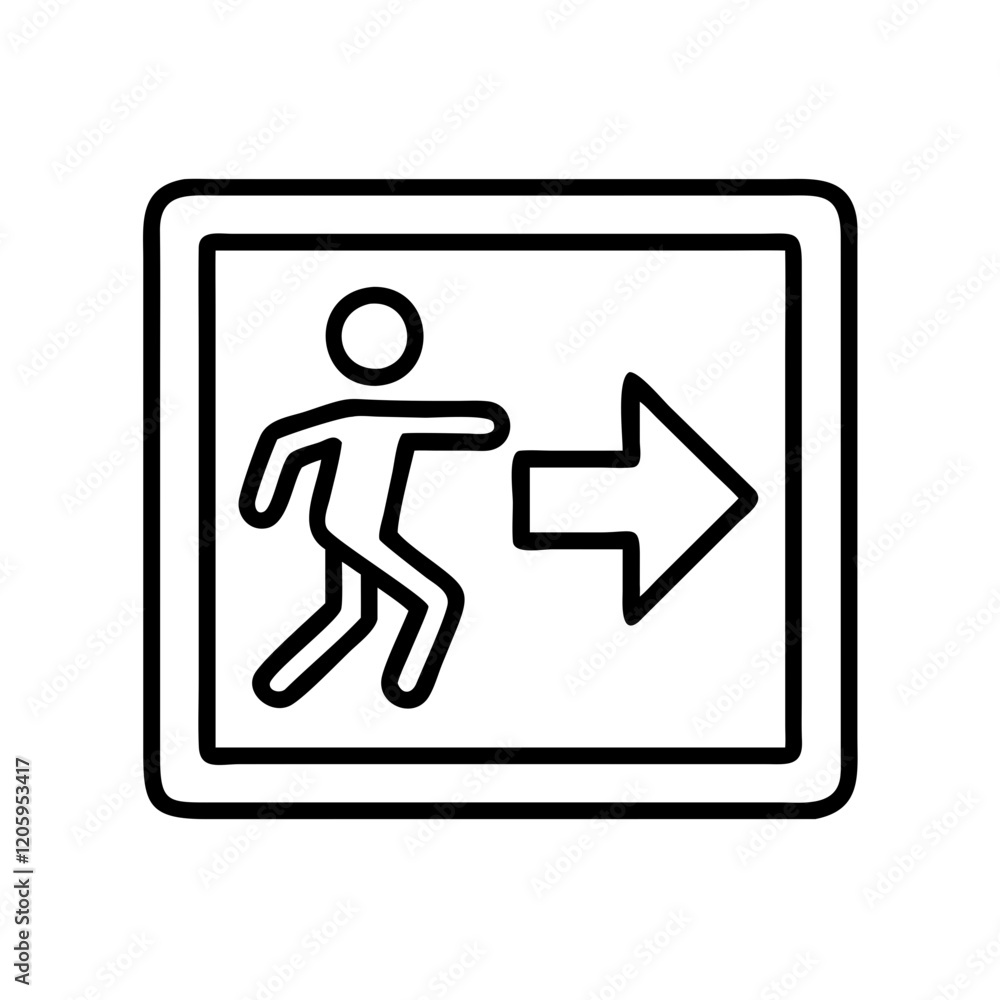 emergency exit sign icon, emergency exit sign line art - simple line ...