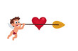 © Uyn - A cartoon-style cupid shooting an arrow into a true red heart.