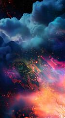 Poster - Merging electronic circuits with vibrant nebulae, creating a dynamic cloud computing concept that embodies futuristic technology and innovation