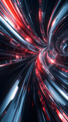 Leinwandbilder - Digital vortex swirling with vibrant red and blue light streaks, representing high-speed technological movement and digital energy