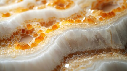 Poster - Honeycomb calcite close-up, layered texture, light background, design material