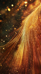 Poster - Luminous golden streams swirling across deep dark surface, generating elegant shimmer with dramatic lighting effect