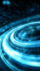 Aufkleber - Abstract blue vortex spinning in dark space with glowing particles, creating a mesmerizing spectacle of light and energy