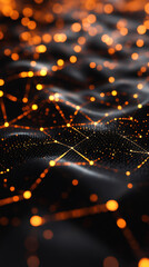 Poster - Plexus network connecting glowing dots creating a futuristic technological background with bokeh effect