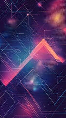 Poster - Luminous digital arrow ascending against blurred tech backdrop, representing innovation, financial advancement, forward momentum