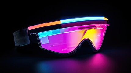 Aufkleber - Detailed capture of an advanced augmented reality headset with vibrant holographic displays.