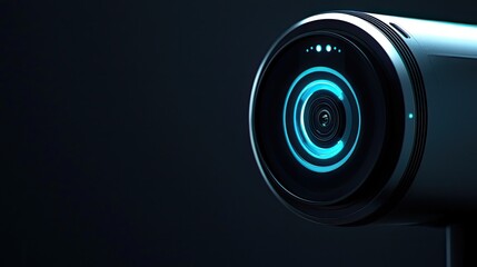 Fototapete - Macro shot of a smart security camera lens showcasing motion detection and night vision technology for home safety.