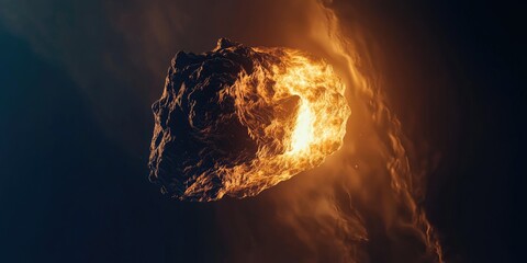 Poster - Detailed view of a comets nucleus, highlighting its rugged surface and glowing coma against the dark backdrop of space.