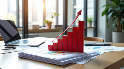 Wall Mural - business growth bar graph stock photo