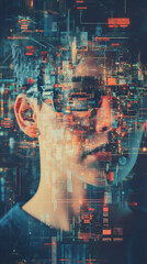 Leinwandbilder - Professional developer wearing AR glasses examining holographic data visualization and coding algorithms
