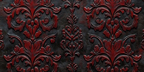 Aufkleber - an ornate damask pattern with rich textures and deep hues, perfect for a timeless, elegant backdrop.