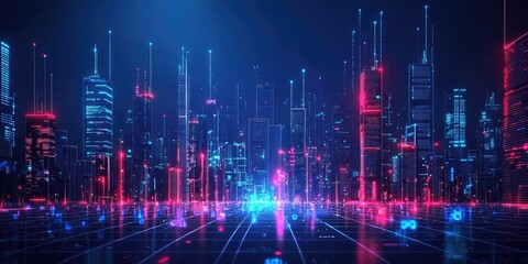 Fototapete - Innovative building design in a futuristic city, with robotic elements, smart technology, and a sleek, high-tech appearance.