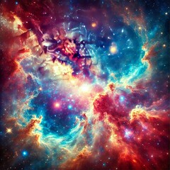 Wall Mural - Cosmic Galaxy with Vibrant Nebulas