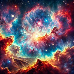 Wall Mural - Cosmic Galaxy with Vibrant Nebulas