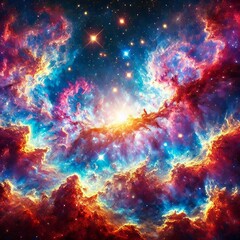 Wall Mural - Cosmic Galaxy with Vibrant Nebulas