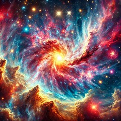 Wall Mural - Cosmic Galaxy with Vibrant Nebulas