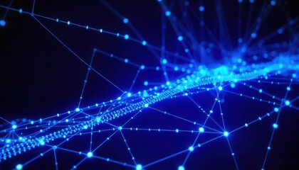 Abstract Digital Network with Glowing Blue Nodes and Lines
