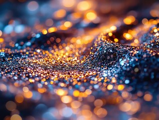 Fototapete - a sparkling, glittery surface with a mix of blue and orange colors, creating a festive and vibrant appearance.