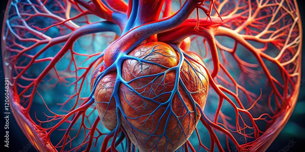 Human Heart Anatomy: Detailed Illustration of Veins and Arteries Stock ...