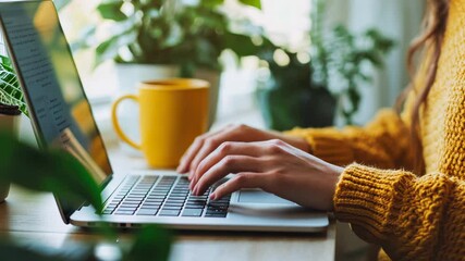 Wall Mural - The Woman Typing at Laptop