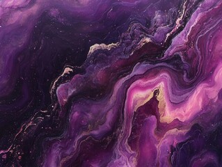 Wall Mural - ethereal cosmic nebula swirls in deep burgundy and violet, creating abstract celestial patterns