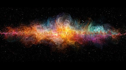 Wall Mural - Cosmic Nebula Swirls in a Universe of Vibrant Colors and Starlit Dust