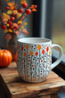 © Myartsam Design - Autumnal Floral Design Mug On Wooden Surface