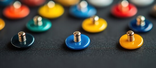 Colorful Screw Buttons: A Close-Up Macro Photography