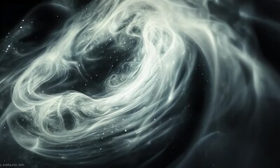 Wall Mural - Swirling cosmic nebula with ethereal wisps and sparkling stars, set against a dark backdrop of the universe